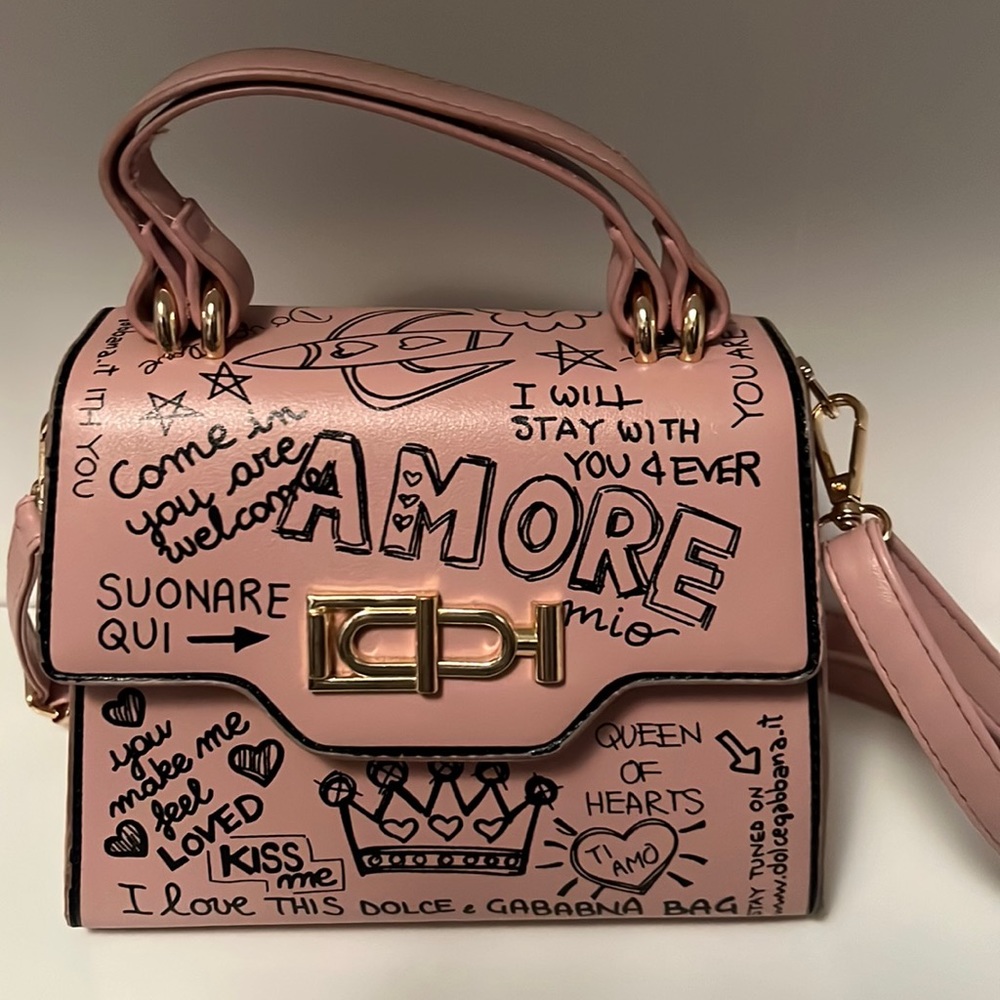 Mini Light Pink Handbag with Graffiti
